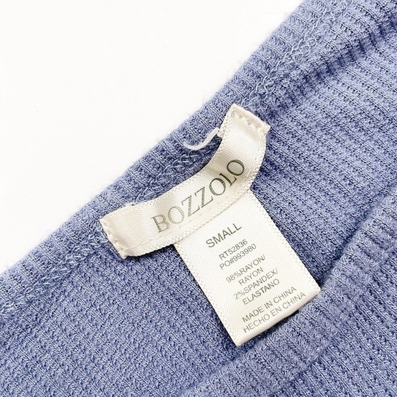 Bozzolo blue ribbed long sleeve crop top - Picture 3 of 4